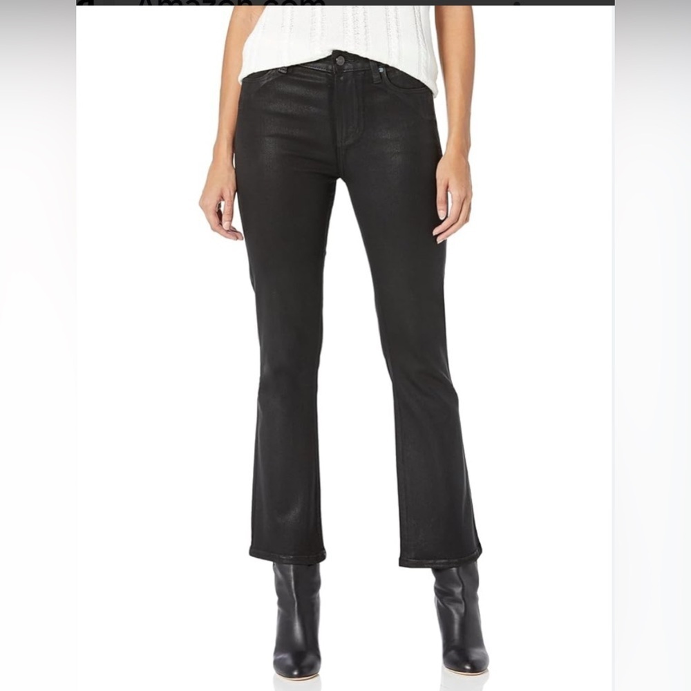 PAIGE Claudine High Rise Ankle Flare jean Black Fog Luxe Coating women Sz 23, 33